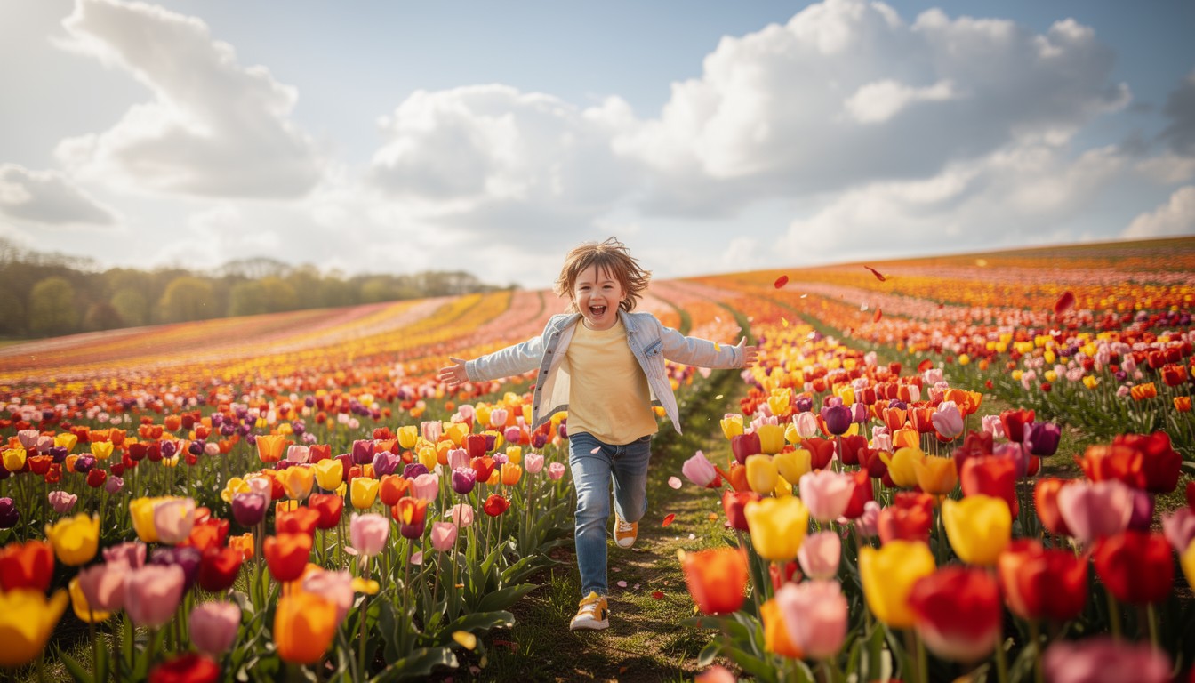 Spring Time Joy Download Springtime Childhood Joy Image - Child, Tulips, Spring | StockCake