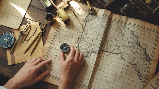 Free Vintage Navigation Workspace Image - Cartography, Navigation, Map ...