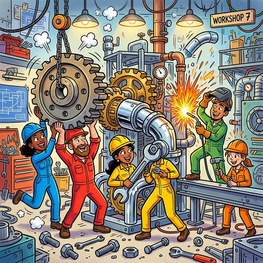 Free Teamwork Builds Machines Image - Mechanics, Engineers, Teamwork ...