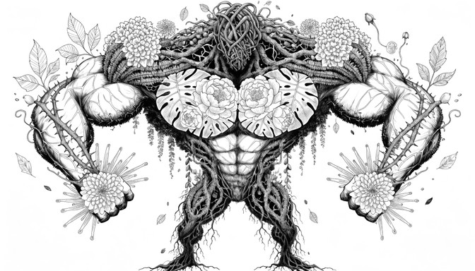Free Botanical Muscle Power Image - Botanical, Bodybuilder, Tattoo ...