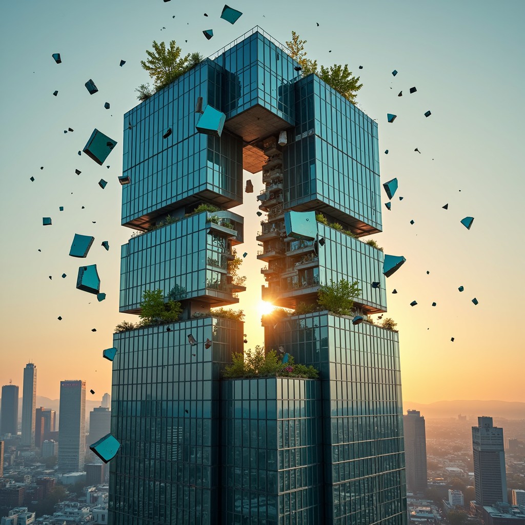 Fragmented High Rise Building Free Fragmenting Blue Tower Image - Skyscraper, Fragmentation ...