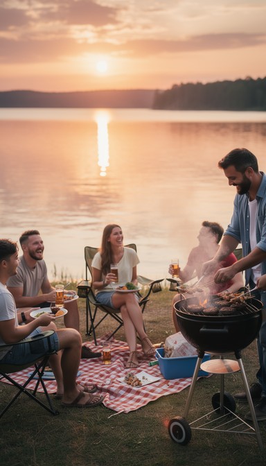 Free Lakeside Sunset Gathering Image - Barbecue, Lakeside, Sunset ...