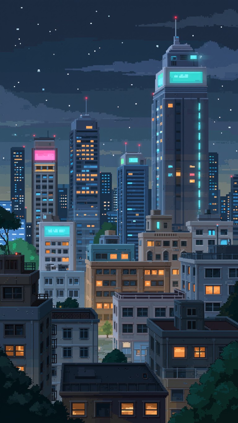 Free Neon City Nights Image - Cyberpunk, Pixel, Art | Download at StockCake