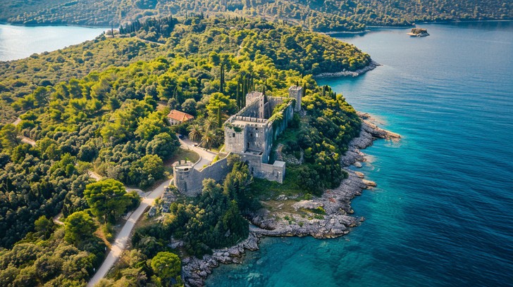 Free Coastal Castle Aerial Image - Aerial, Castle, Coastline | Download ...