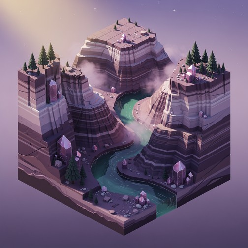 Isometric Rocks Diorama Free Amethyst Canyon Diorama Image - Isometric, Miniature, Diorama ...