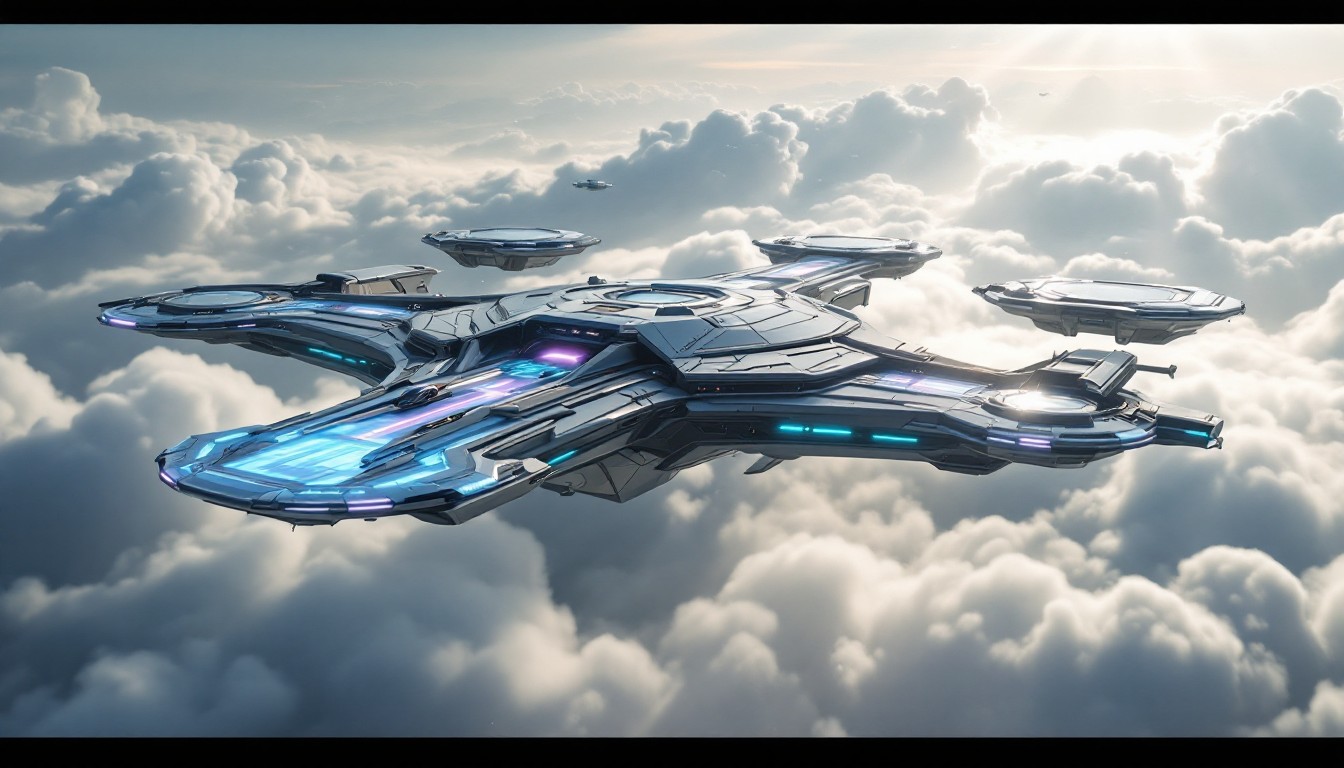 Free Celestial Cloud Cruiser Photo - Spacecraft, Futuristic, Clouds ...
