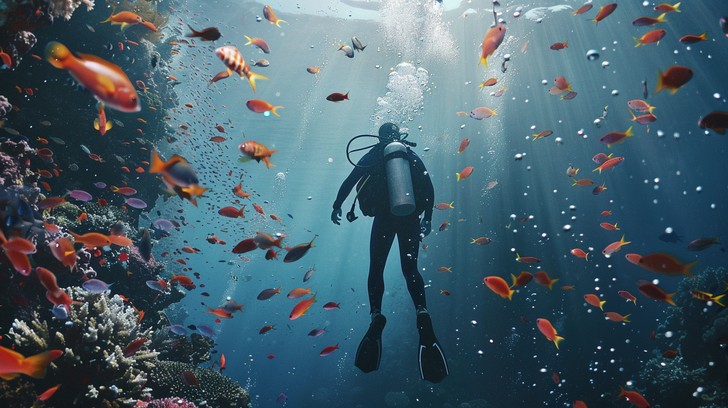 Free Diver Among Fish Image - Diver, Underwater, Fish | Download at ...