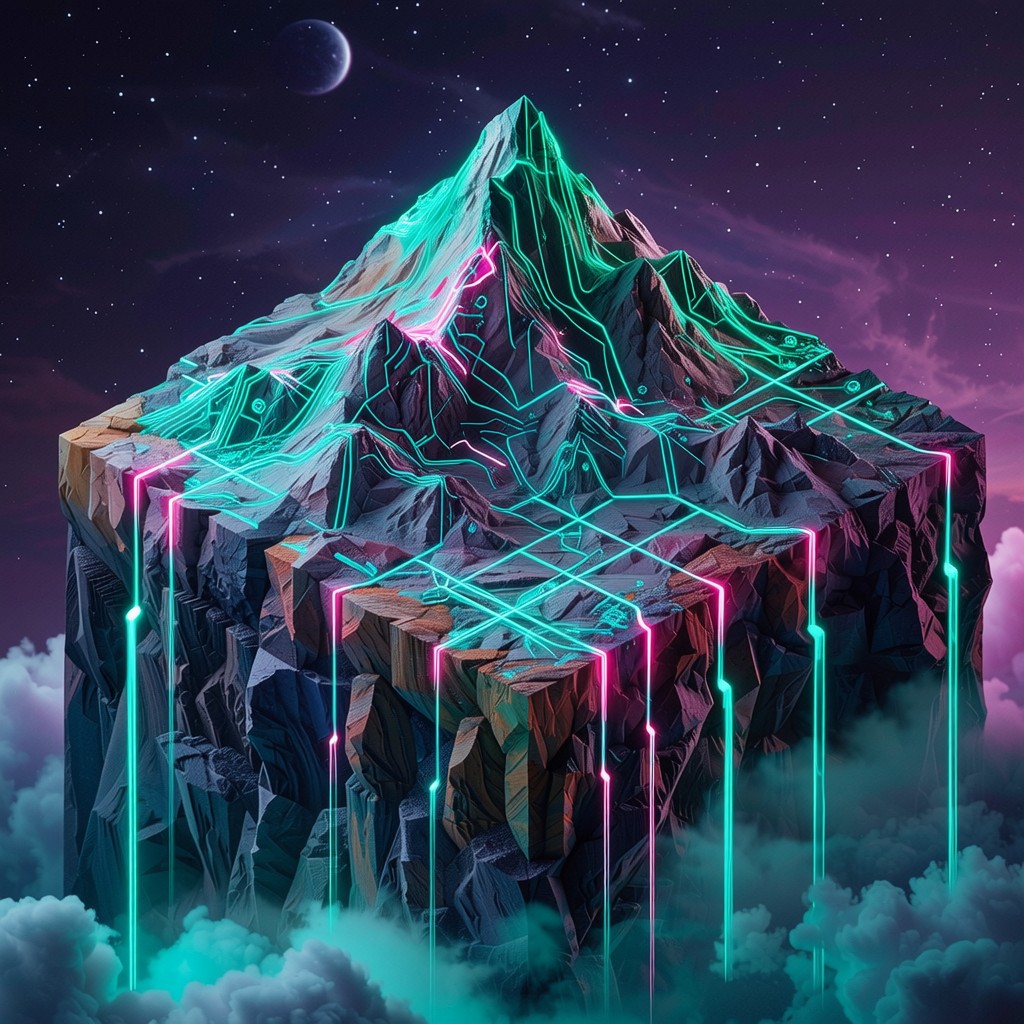 Free Digital Mountain Transformation Image - Mountain, Cyberpunk, Neon ...
