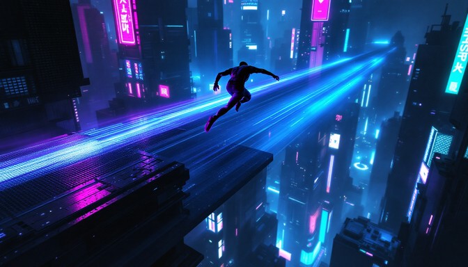Free Neon Parkour Leap Image - Cyberpunk, Parkour, Neon | Download at ...