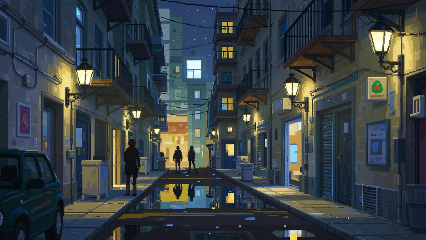Free Noir Pixel Alley Image - Noir, Alleyway, Night | Download at StockCake