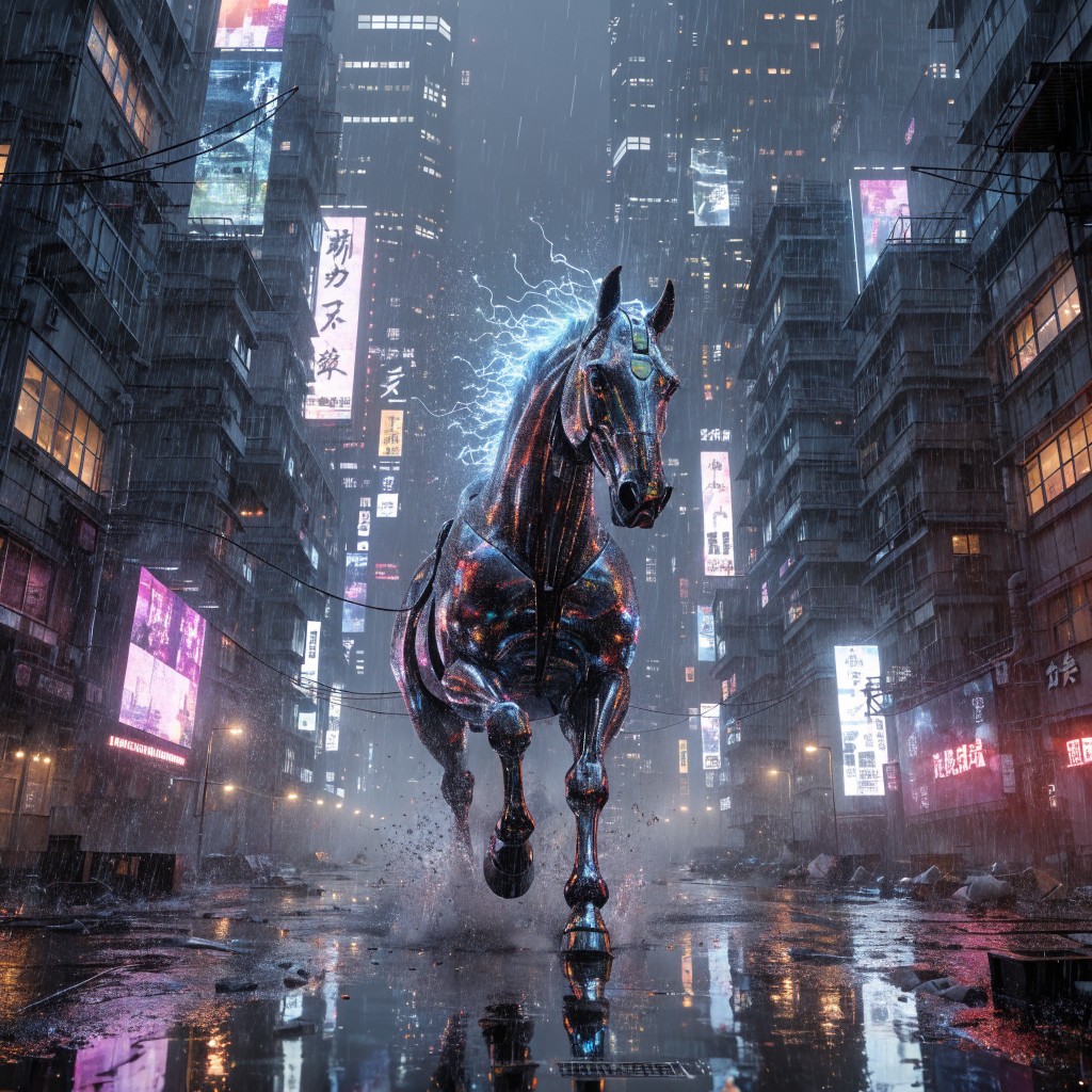 Free Cybernetic Horse Gallops Image - Cyberpunk, Horse, Neon | Download ...