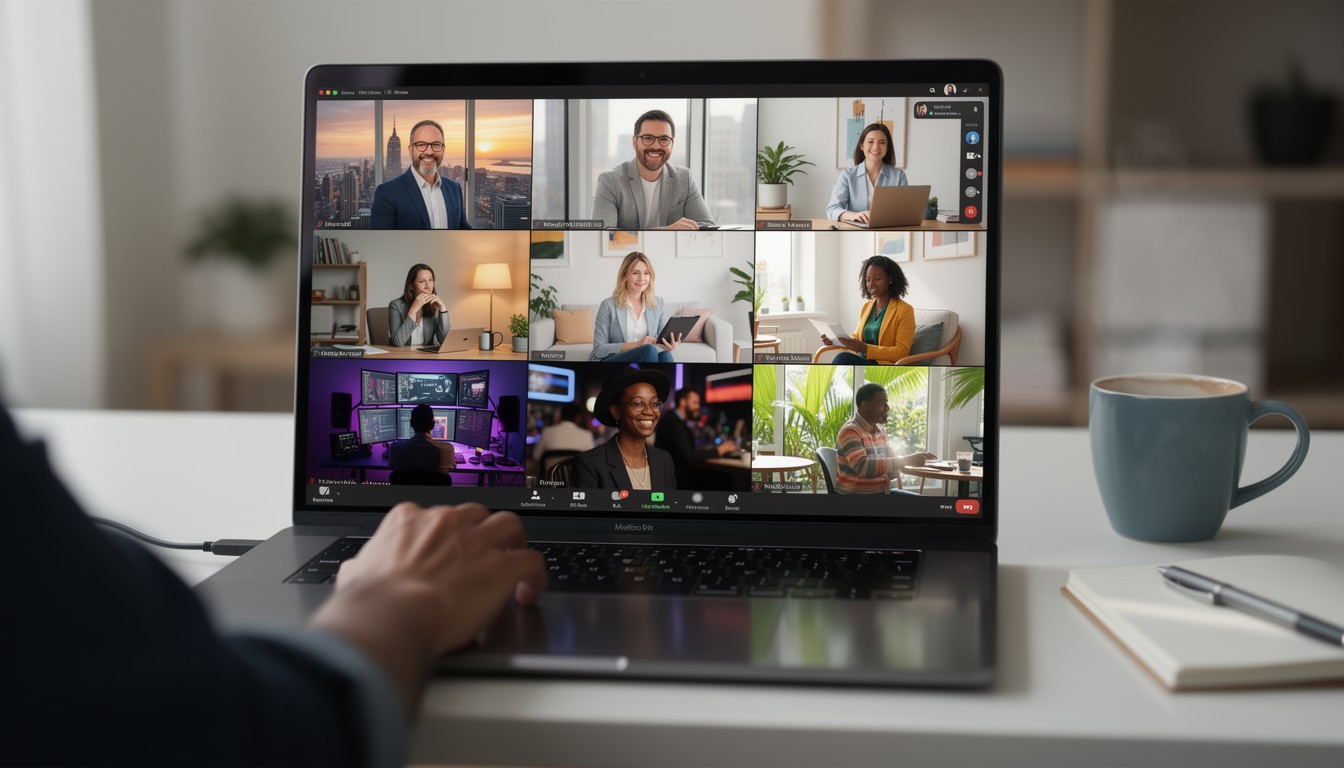Team Video Connect Free Global Team Connected Image - Videoconference, Remote, Teamwork ...