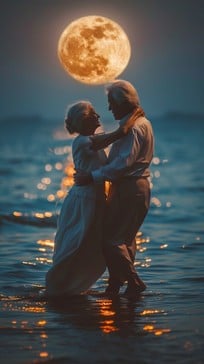 Free Moonlit Romance Embrace Image - Moonlight, Romance, Couple