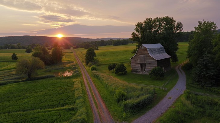 Free Rustic Sunset Serenity Image - Barn, Sunset, Countryside ...