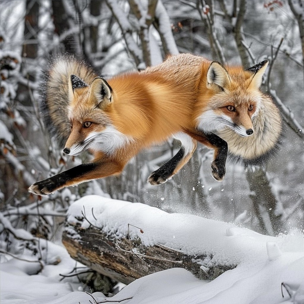 Free Leaping Fox Duo Image - Wildlife, Foxes, Snow | Download at StockCake