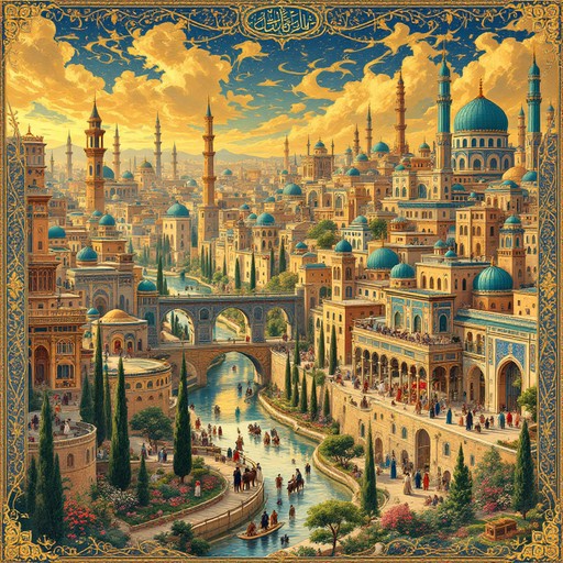 Free Golden Persian Cityscape Image - Persian, Miniature, Painting ...