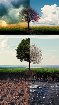 Free Seasonal Split View Image - Tree, Spring, Autumn | Download at ...