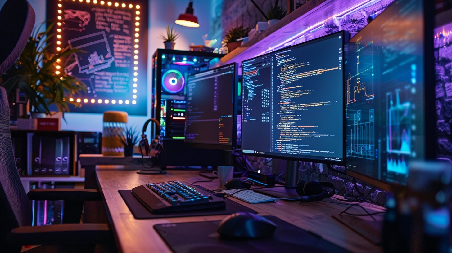 Free Tech-driven workspace setup Image - Technology, Workspace, Coding ...
