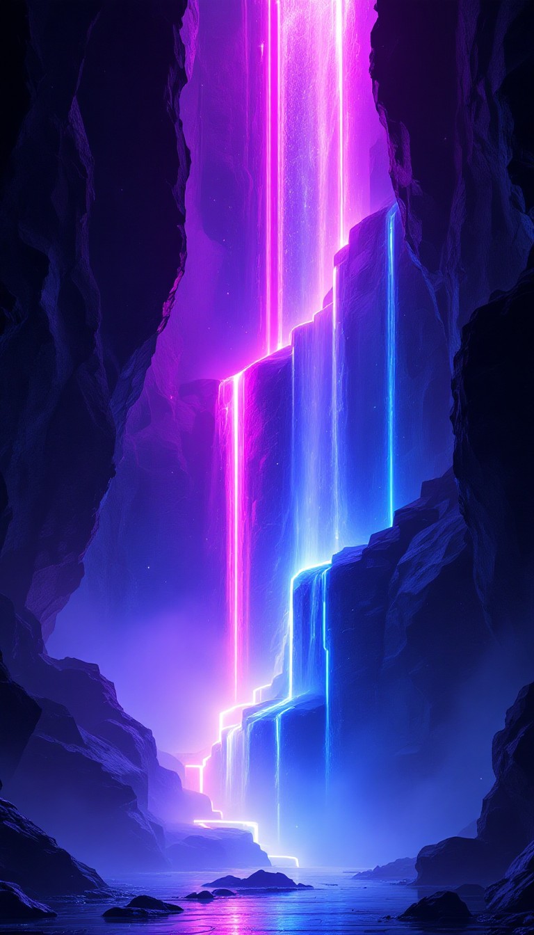 Free Neon Digital Cascade Image - Cyberpunk, Neon, Waterfall | Download ...