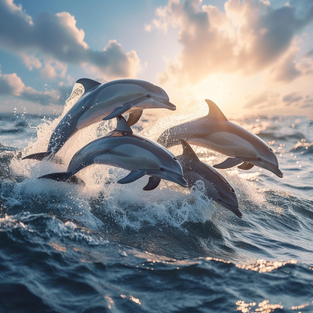 Middle Dolphin Free Dolphins At Dusk Photo - Dolphins, Sunset, Ocean | Download at ...