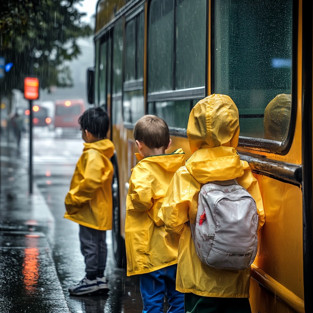 Free Rainy school day Image - Rain, Children, Yellow | Download at ...