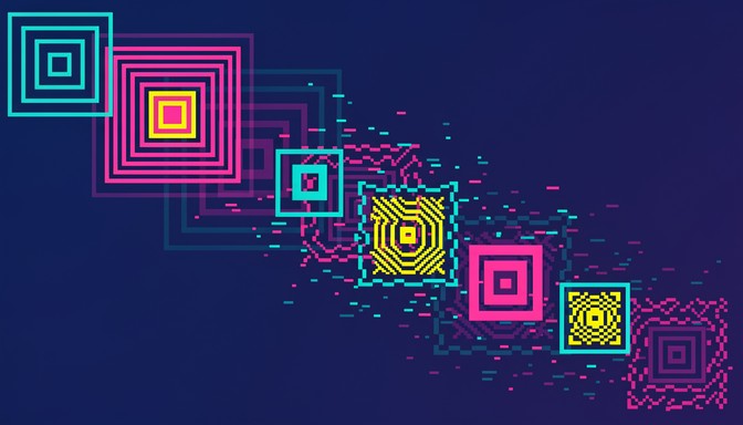 Free Geometric Neon Cascade Image - Cyberpunk, Geometric, Pixel ...