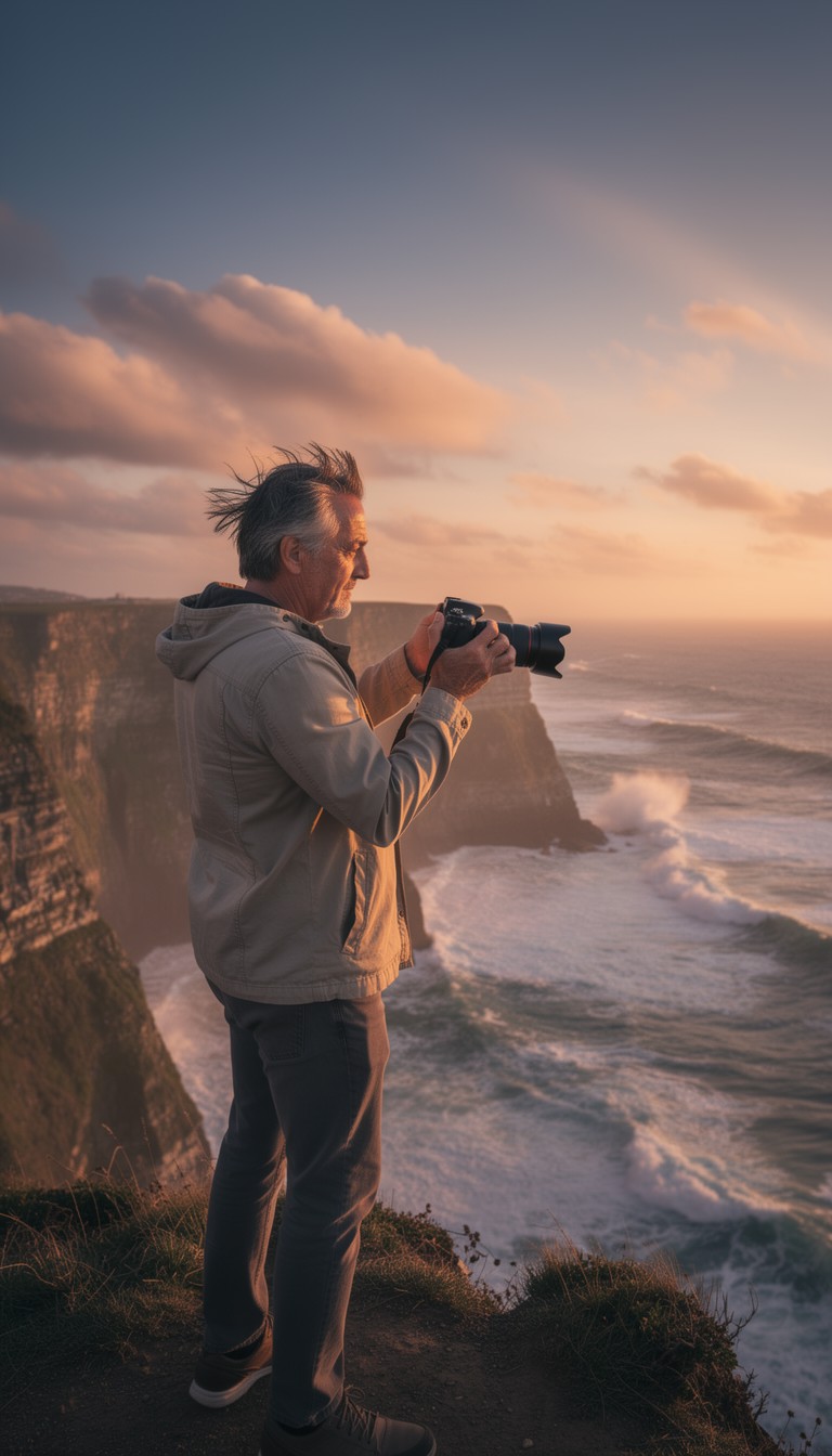 Free Clifftop Ocean Photography Image - Photographer, Man, Cliff ...