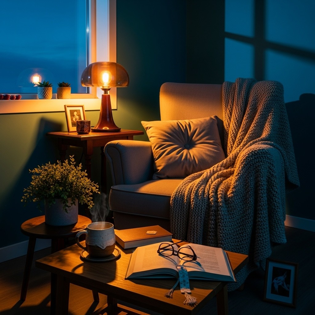 Free Tranquil reading corner Image - Cozy, Armchair, Lamp | Download at ...