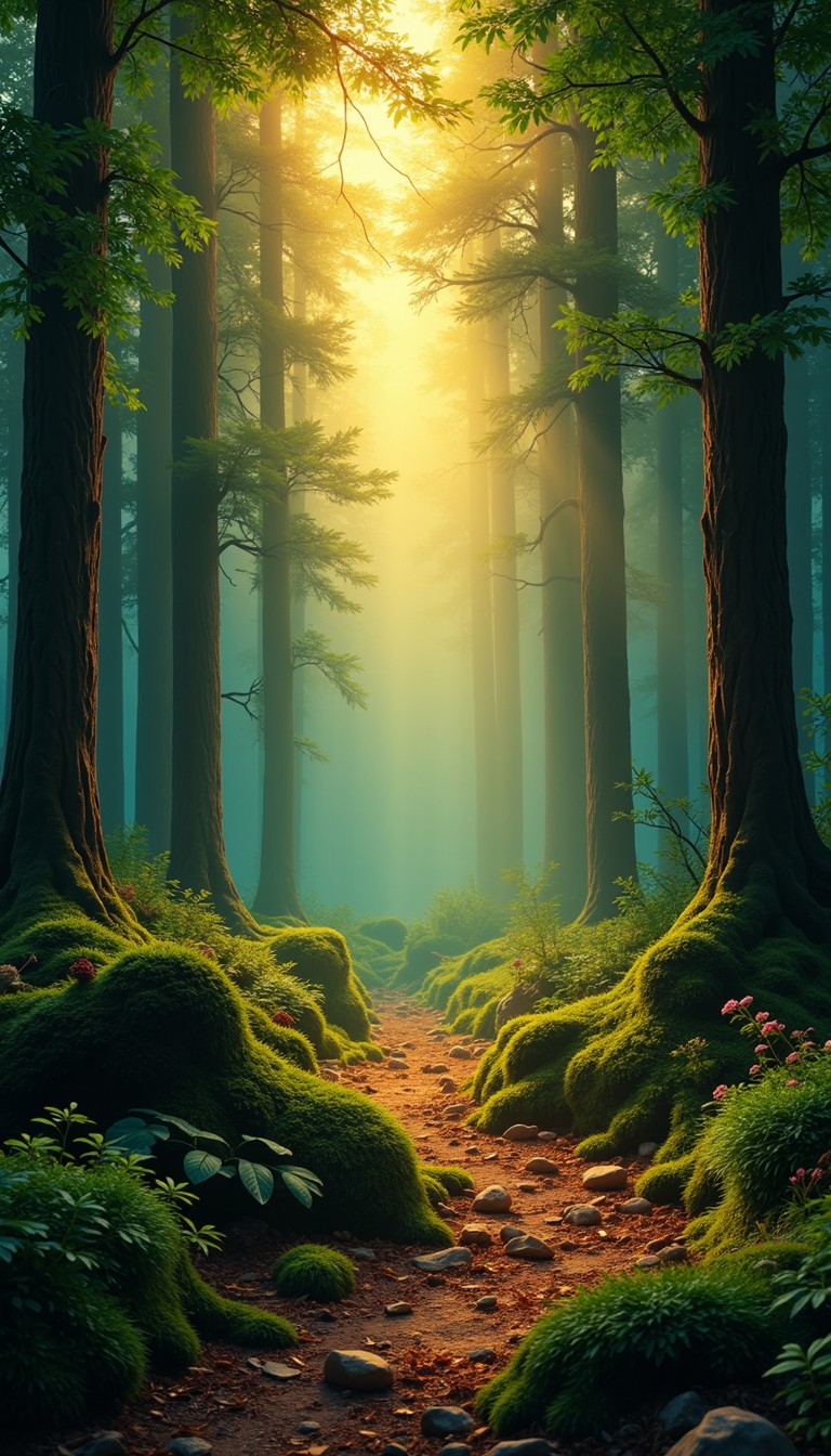 Free Enchanted Forest Path Image - Forest, Path, Sunbeams | Download at ...