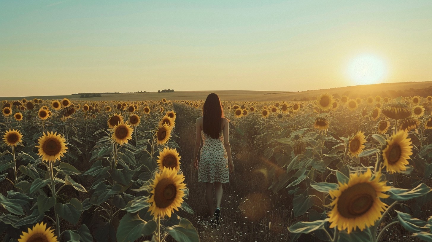 Free Sunflower Field Sunset Image - Sunflowers, Sunset, Woman ...