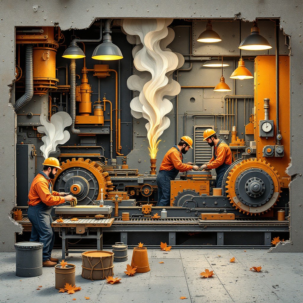 Free Paper Factory Workers Image - Papercraft, Collage, Illustration ...