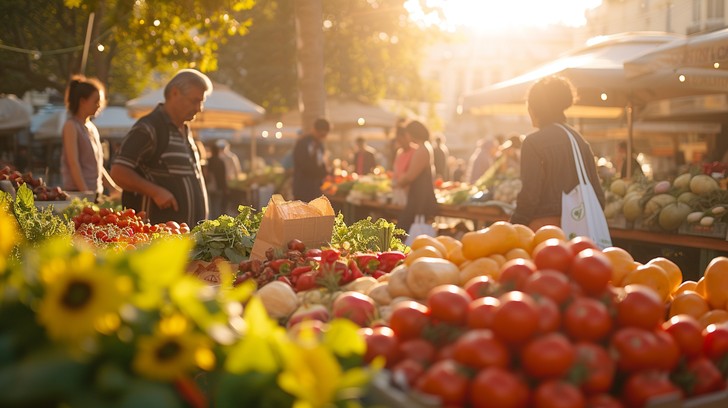 Market Setting Images Free Bustling Market Scene Image - Market, Sunset, Vendors | Download ...