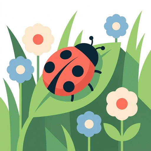 Spring Garden Insects Vector Flat vector illustration of a bright red ladybug with black spots ...