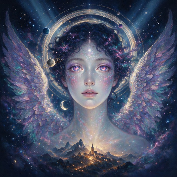Download Cosmic Angel Portrait Image - Angel, Cosmic, Nebula | StockCake