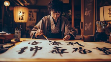 Free Calligraphy in Progress Image - Calligraphy, Kimono, Tradition ...