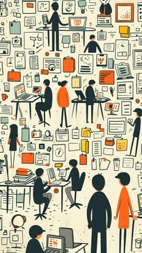 Free Busy Office Illustration Image - Illustration, People, City ...