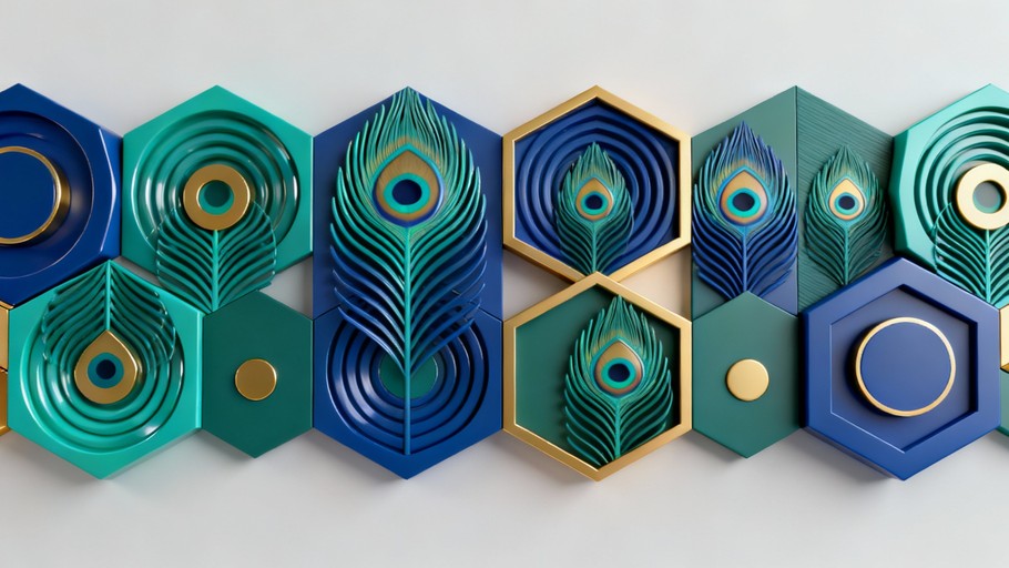 Free Jeweled Peacock Geometry Photo - Geometric, Hexagon, Teal ...