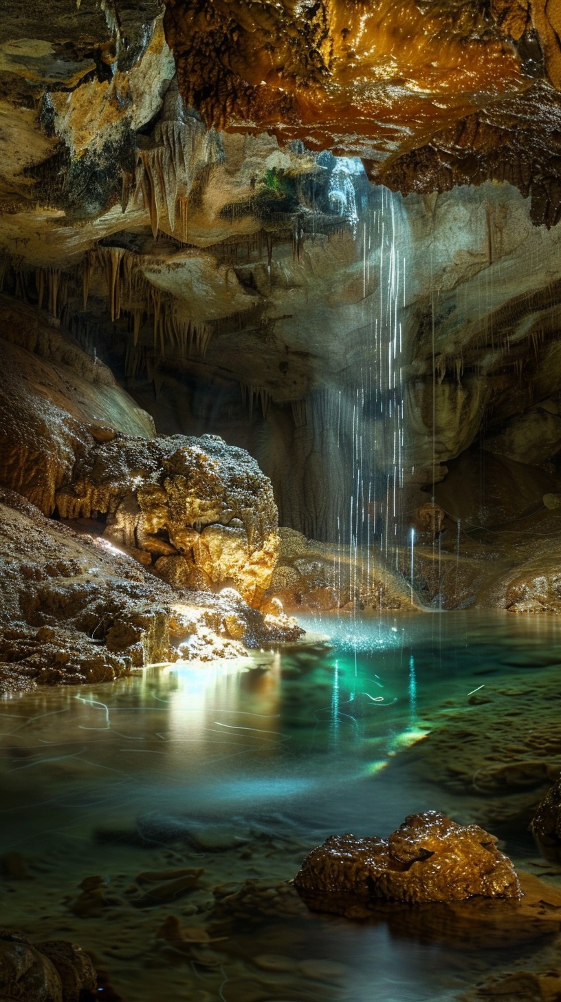 Free Mystical Cave Waterfall Image - Cave, Waterfall, Turquoise ...