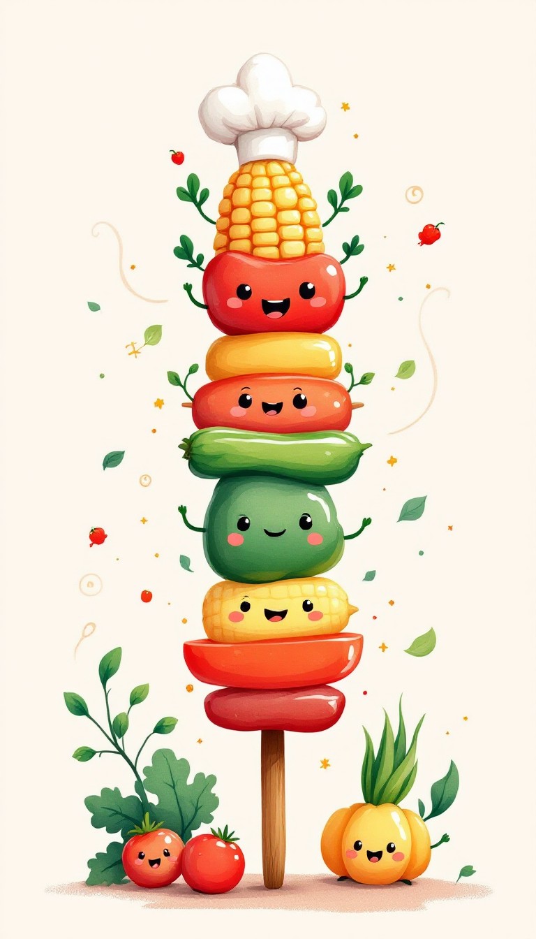 Free Smiling Veggie Stack Image - Kawaii, Vegetables, Cute | Download ...