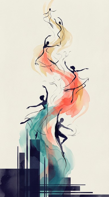 Free Dancing Through Colors Image - Dancers, Silhouettes, Watercolor ...