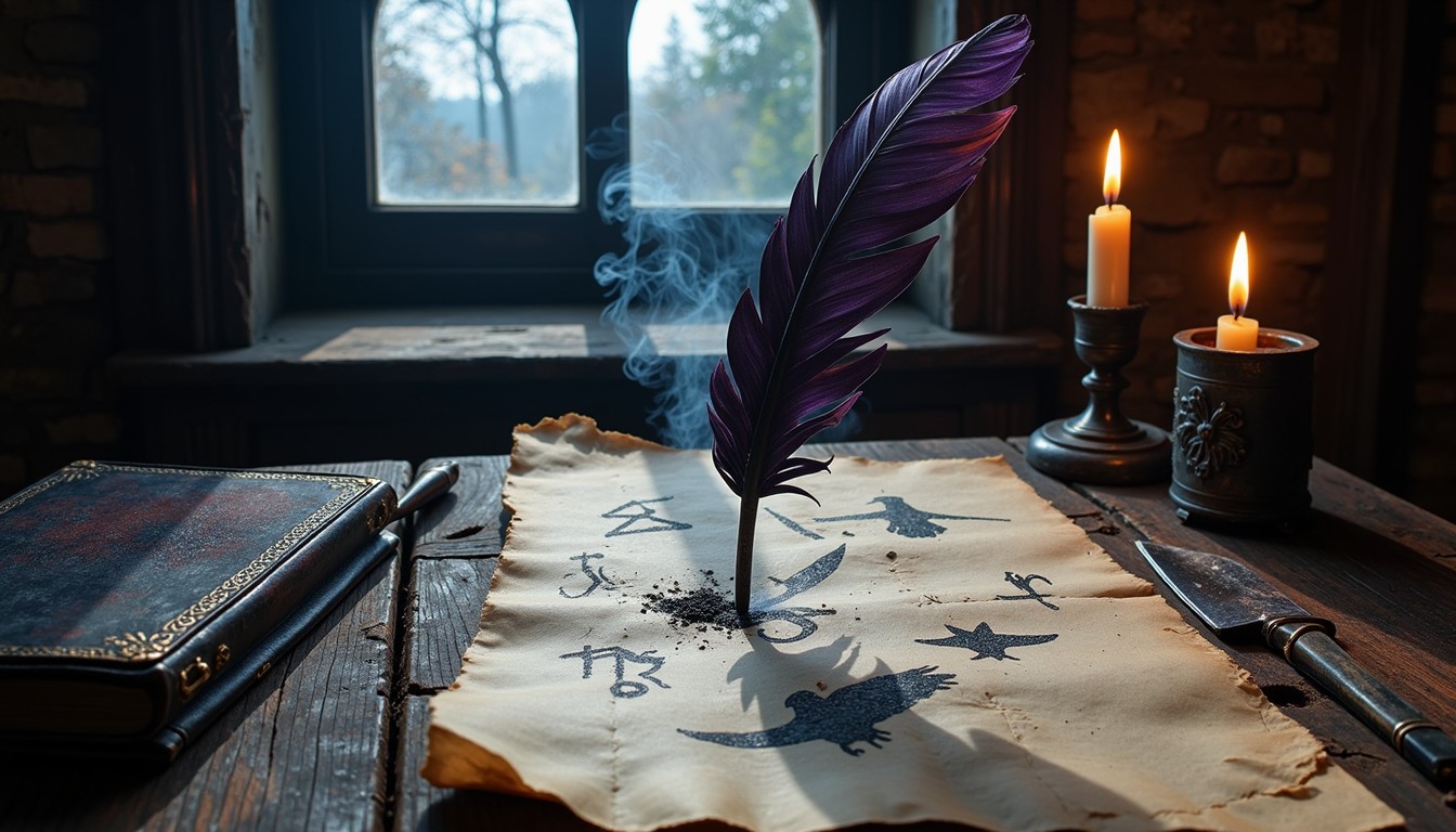 Free Midnight Raven Script Image - Quill, Feather, Parchment | Download ...