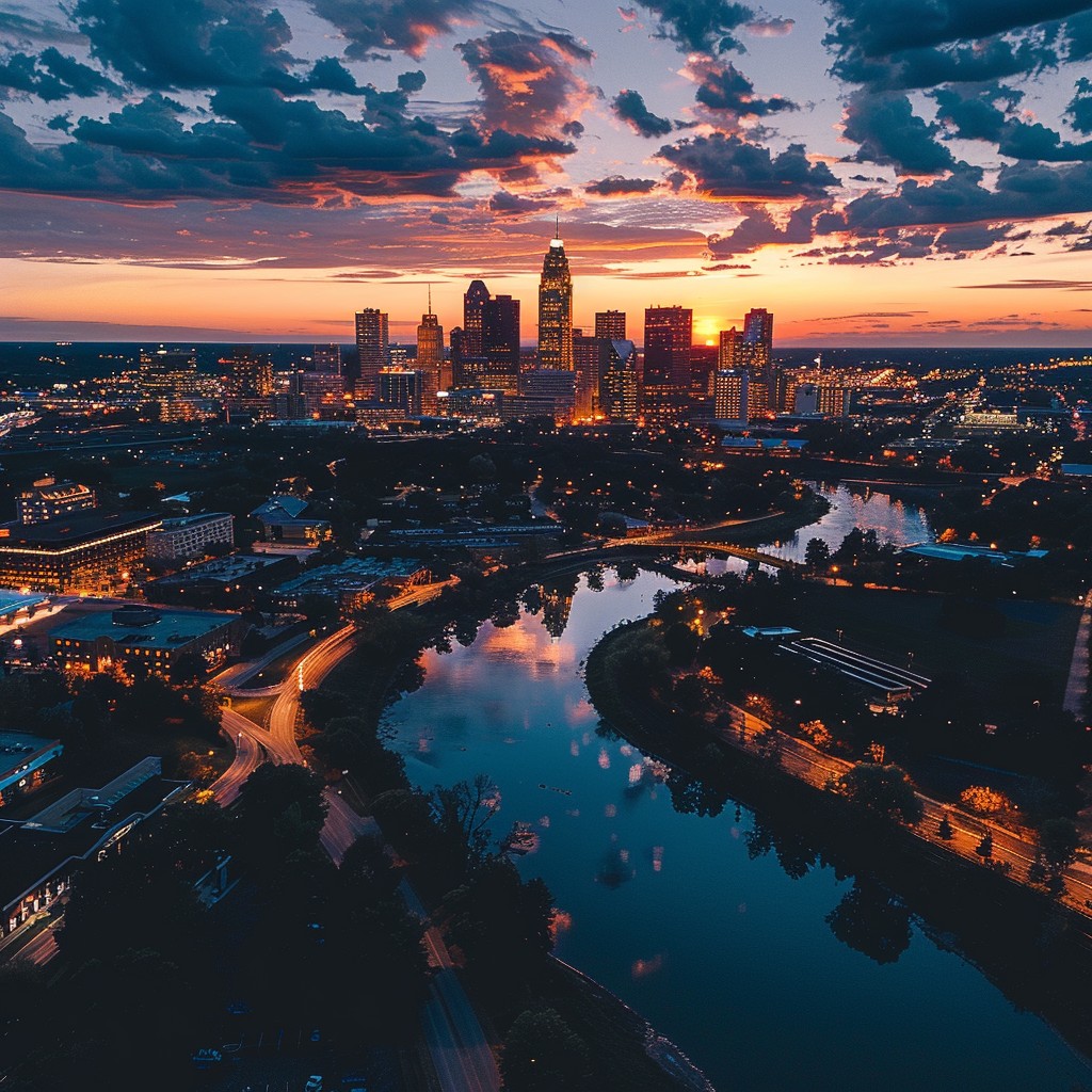 Free City Sunset View Image - Cityscape, Sunset, River | Download at ...