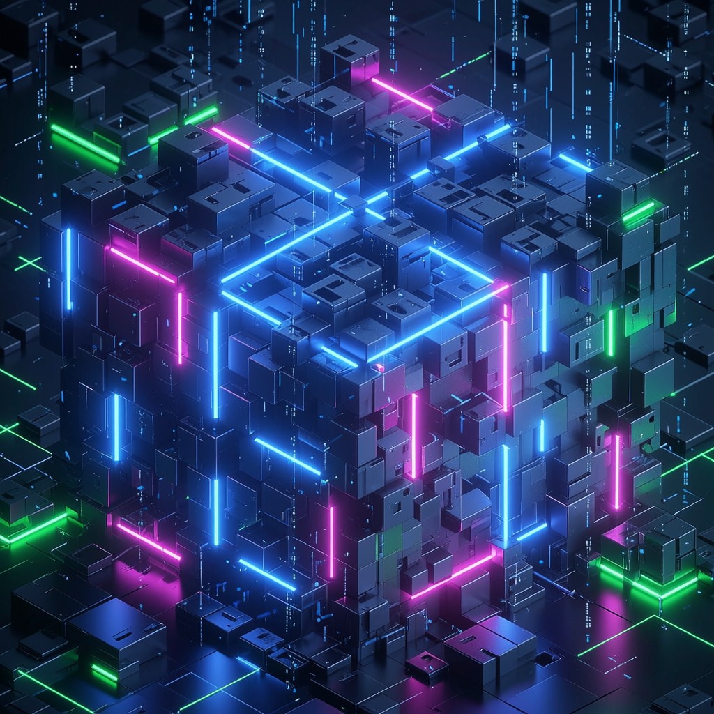 Free Neon Pixel Paradise Image - Cyberpunk, Neon, Isometric | Download ...