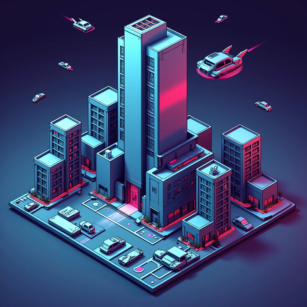 Free Neon Pixel Metropolis Image - Isometric, Pixel, Cyberpunk ...