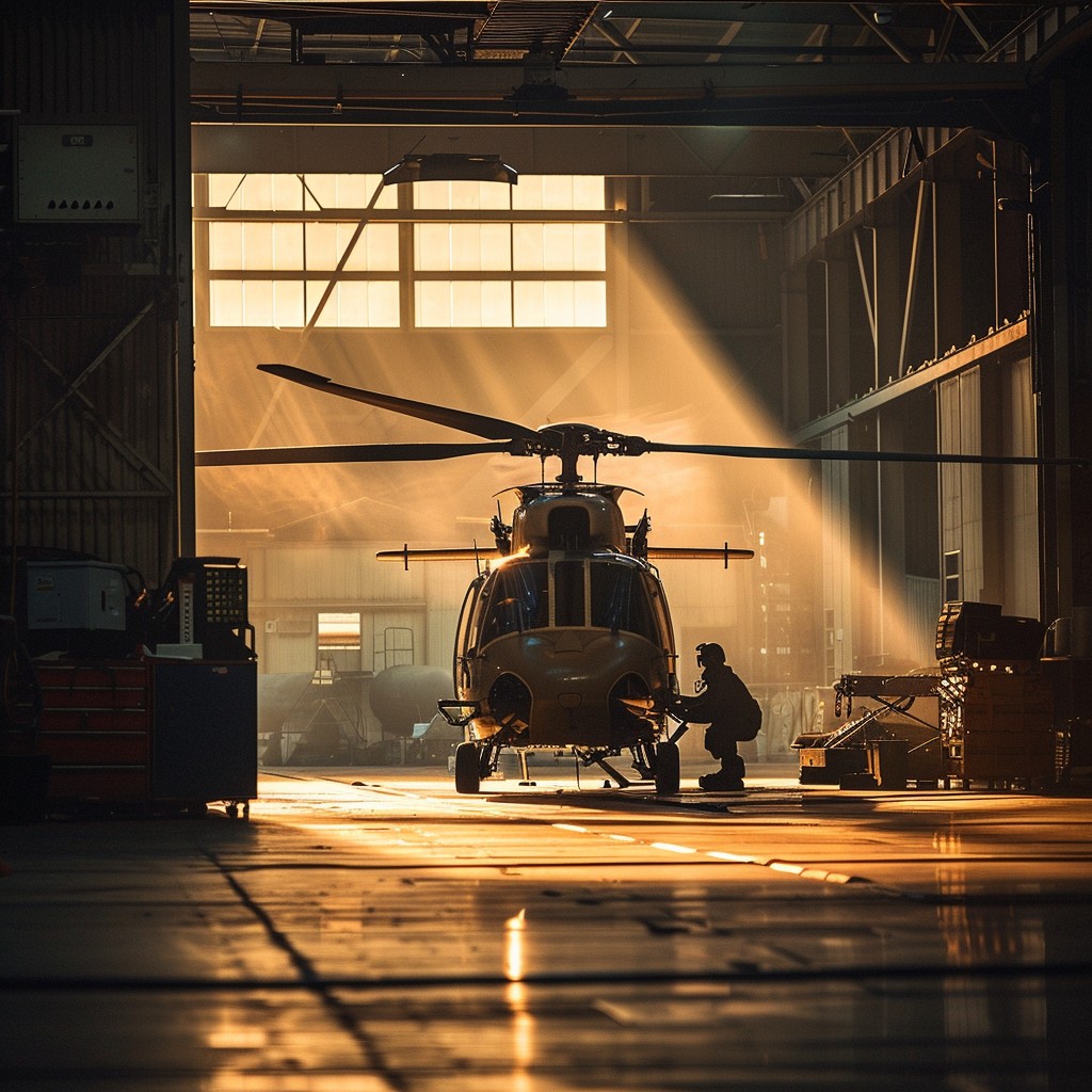 Free Helicopter Sunset Service Image - Helicopter, Sunset, Hangar ...