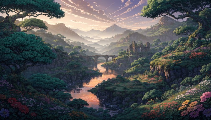 Free Pixel Valley Sunset Image - Landscape, Pixel, Valley | Download at ...