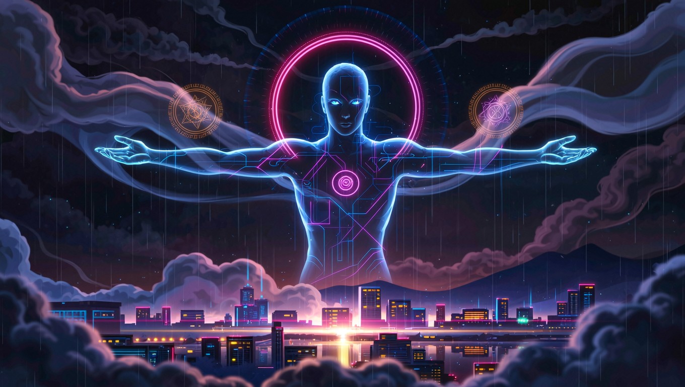 Free Neon God Rising Image - Transcendent, Divine, Cyberpunk | Download ...