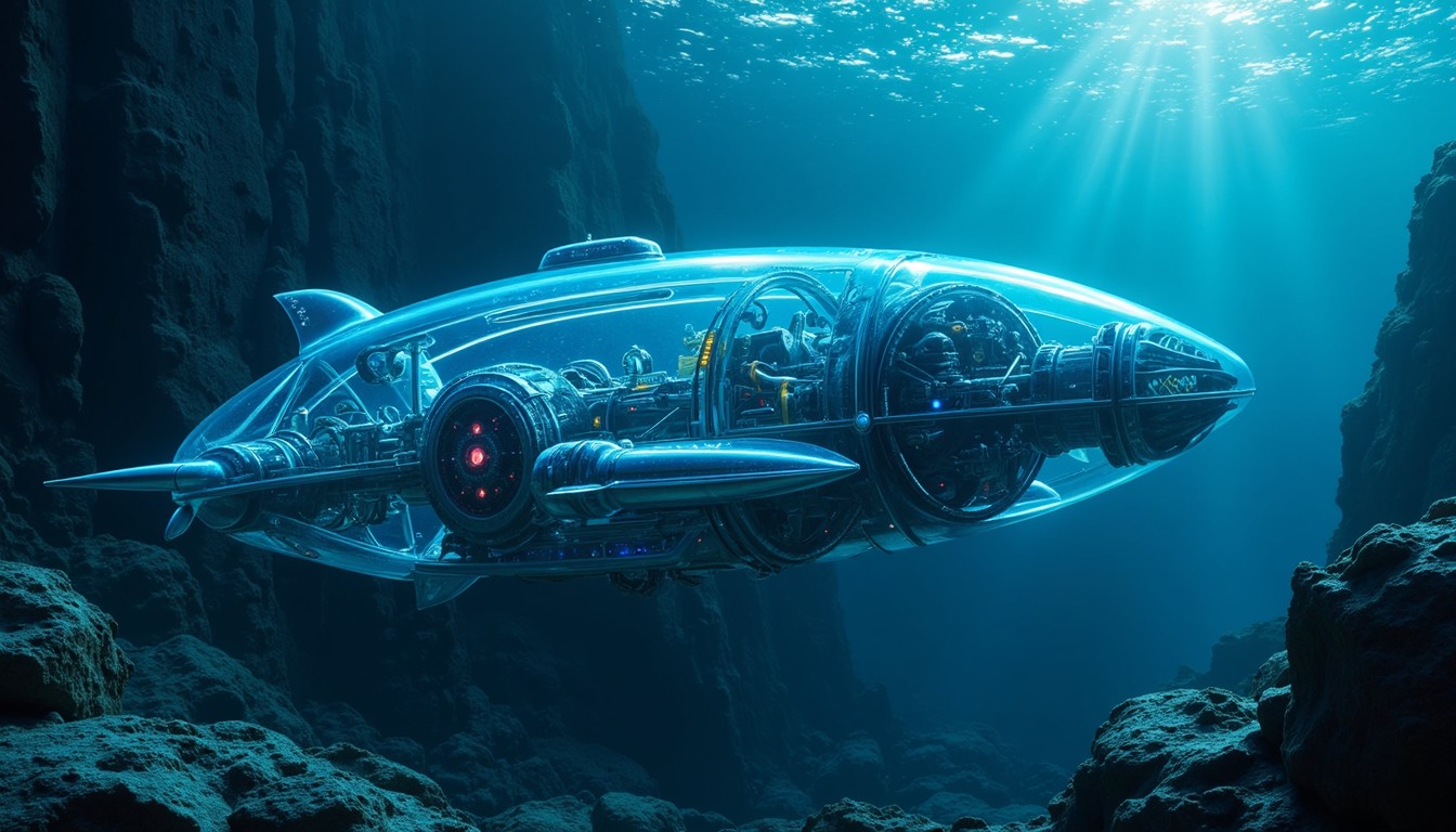 Free Luminous Ocean Explorer Image - Submarine, Underwater, Futuristic ...