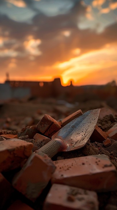 Free Shovel at Sunset Image - Sunset, Shovel, Rubble | Download at ...