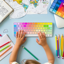 Typing Learning Color Free Colorful Keyboard Typing Image - Keyboard, Colorful, Child ...